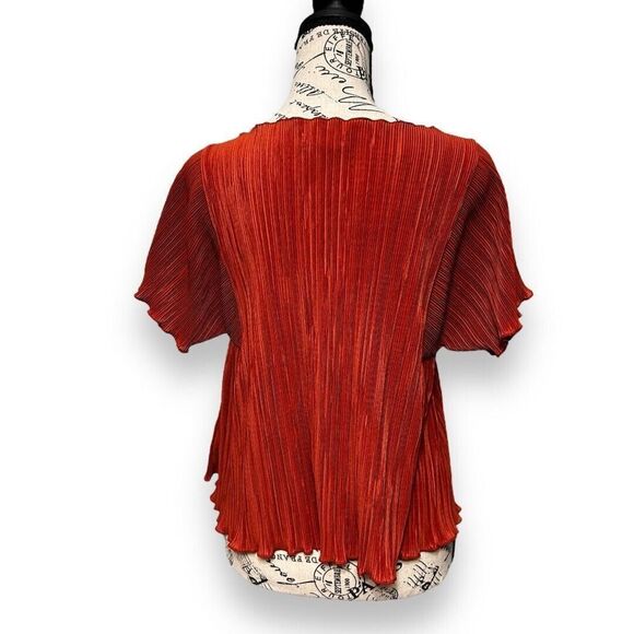 Madewell Rust Orange Pleated Blouse Oversized Boho Minimalist Top Womens Size XS - Picture 7 of 12
